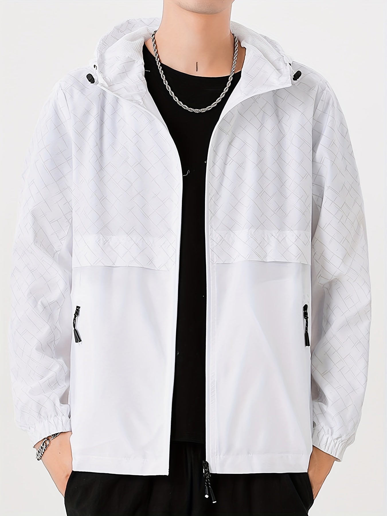 Tim | Lightweight Hooded Windbreaker for Men with Checkered Design
