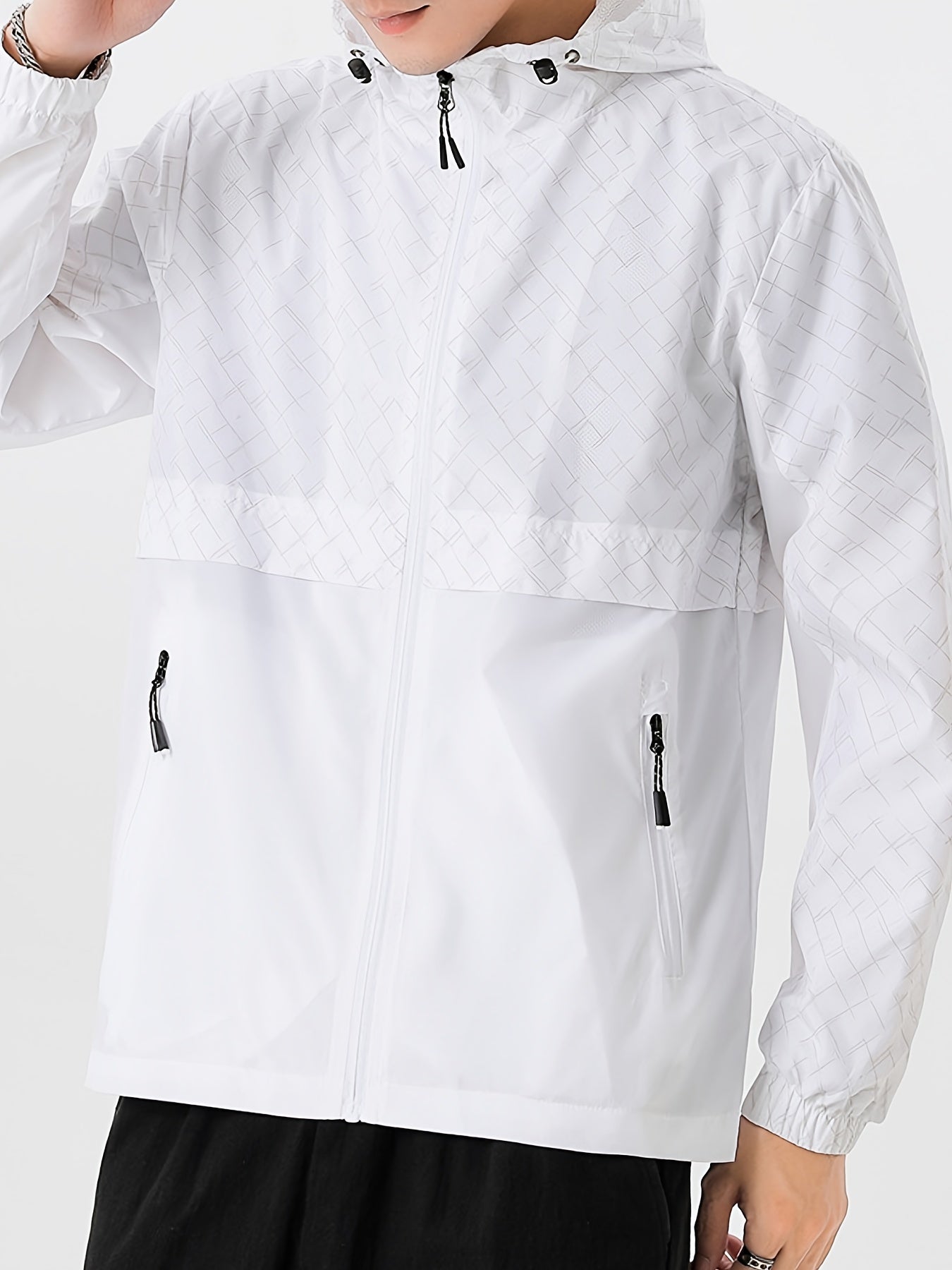 Tim | Lightweight Hooded Windbreaker for Men with Checkered Design