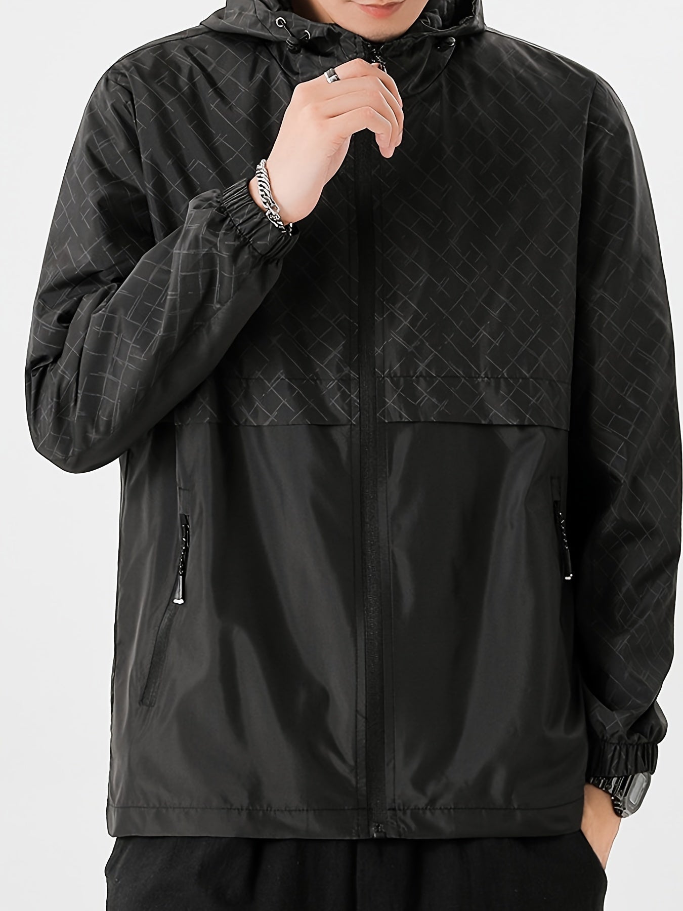 Tim | Lightweight Hooded Windbreaker for Men with Checkered Design