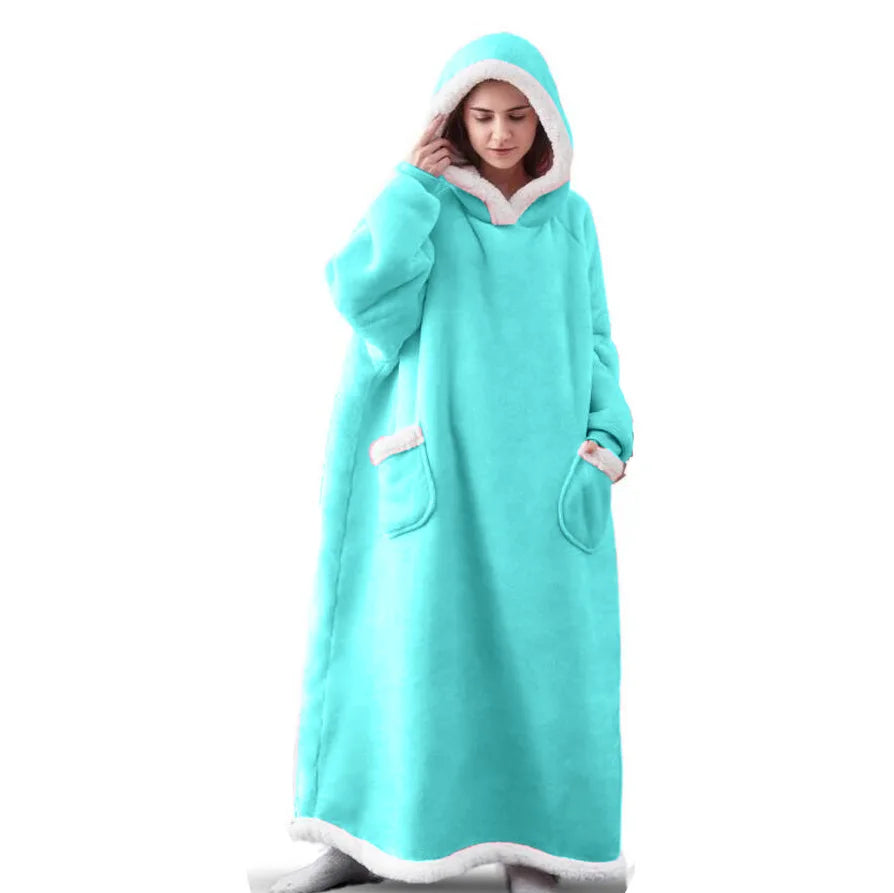 Oversized Sleeved Blanket Robe with Head Opening