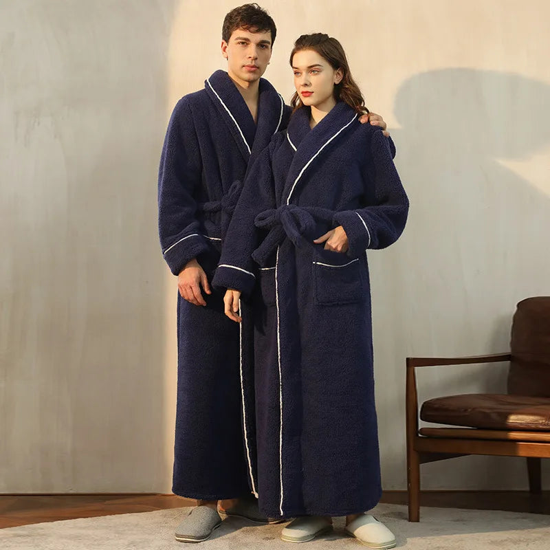 Cozy Fleece Bathrobe with Adjustable Tie Belt