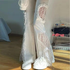 Viola High-Waisted Flared Trousers with Lace Accents