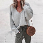 Plus Size Women's Deep V-Neck Oversized Sweater