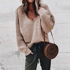 Plus Size Women's Deep V-Neck Oversized Sweater