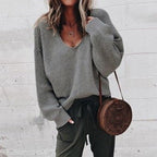 Plus Size Women's Deep V-Neck Oversized Sweater