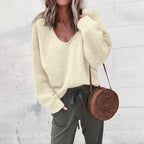 Plus Size Women's Deep V-Neck Oversized Sweater