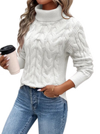 Women's Roll Neck Knitted Cable Sweater