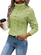 Women's Roll Neck Knitted Cable Sweater