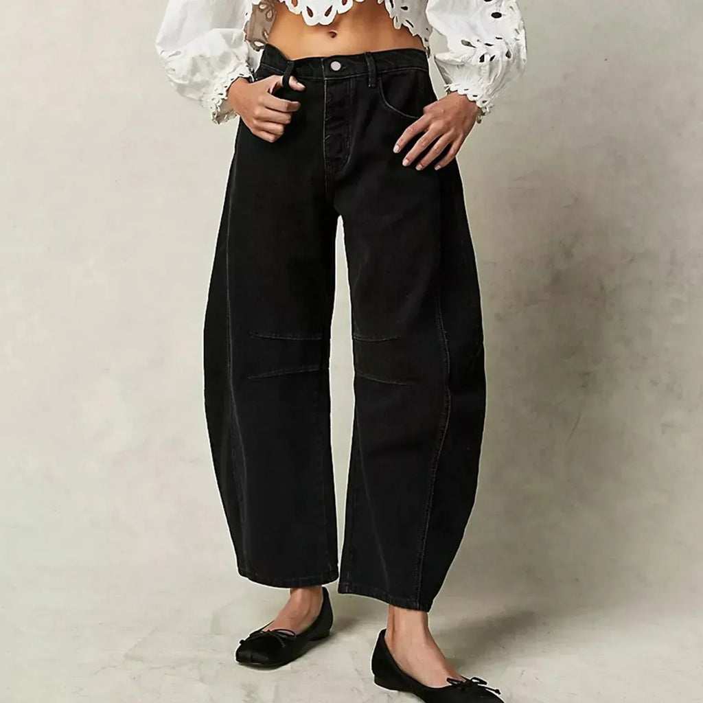 Women's Mid-Waist Wide Leg Denim Jeans