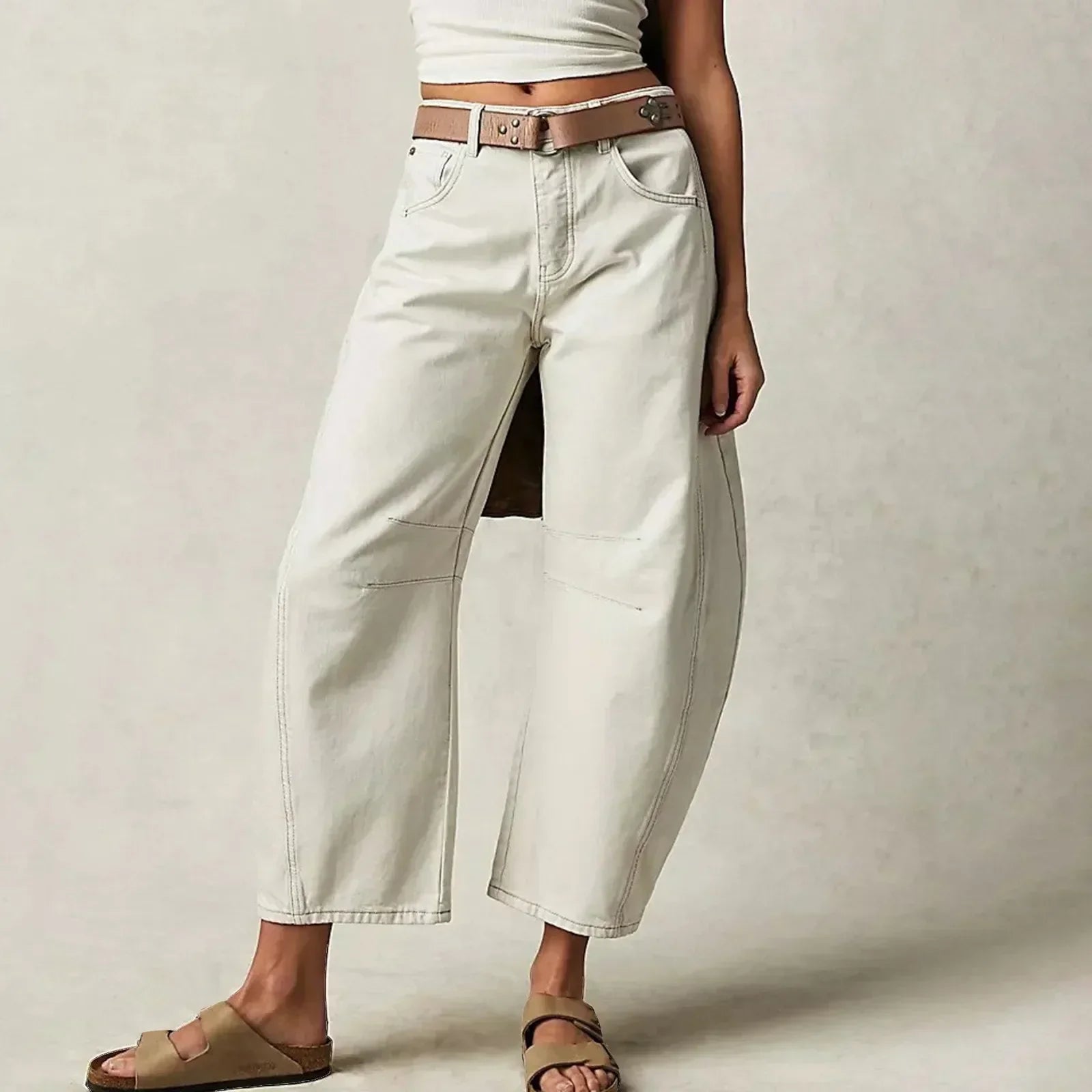 Women's Mid-Waist Wide Leg Denim Jeans