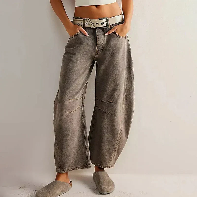 Women's Mid-Waist Wide Leg Denim Jeans