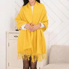 Oversized Luxe Checked Winter Scarf with Fringes