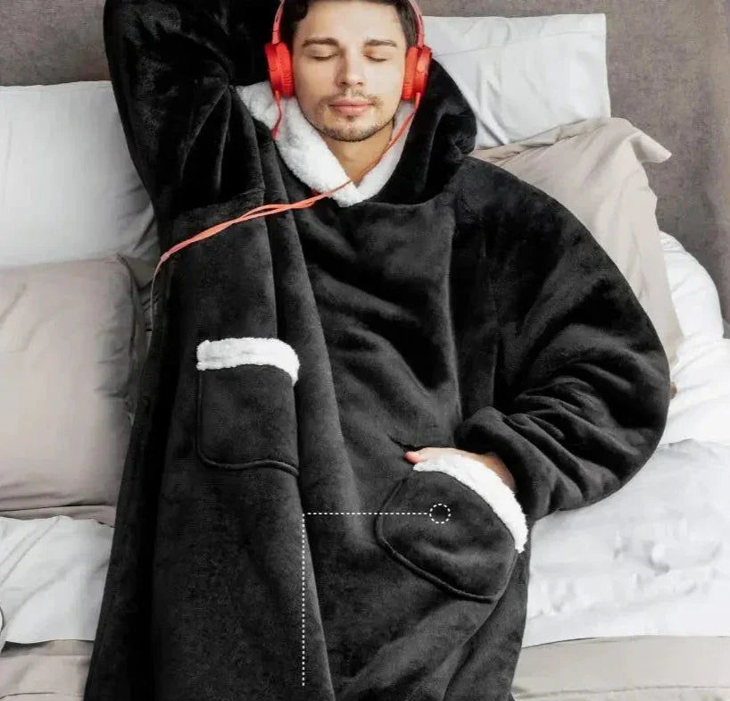 Oversized Sleeved Blanket Robe with Head Opening